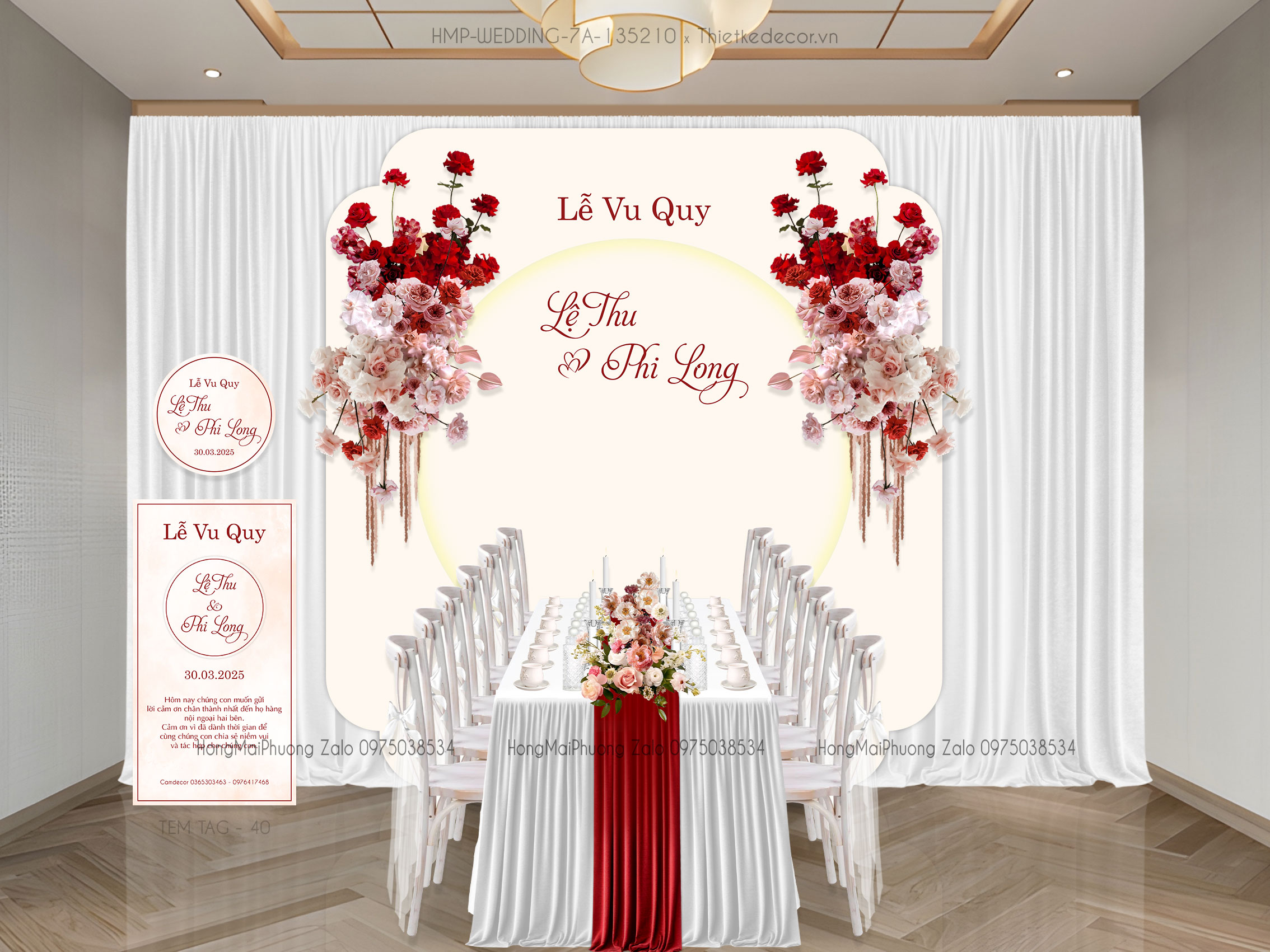 Gia tiên tone kem kèm tem nước và tag bàn